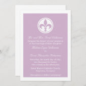 シック（紋章の）フラ・ダ・リ結婚招待、薄紫 招待状 (正面/裏面)