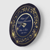 シック、紙吹雪、ダイヤモンド50結婚の記念日 ラージ壁時計 (傾斜)