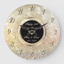 シック·紙吹雪·《写真》ぼけ味50結婚周年記念 ラージ壁時計