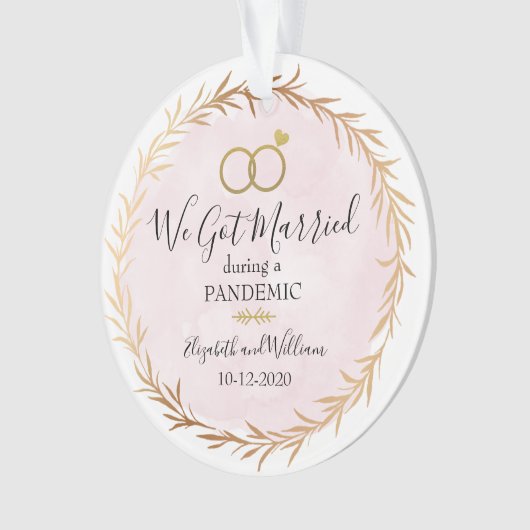 シック·金ゴールド結婚したがパンデミックの写真のクリスマス オーナメント (正面)