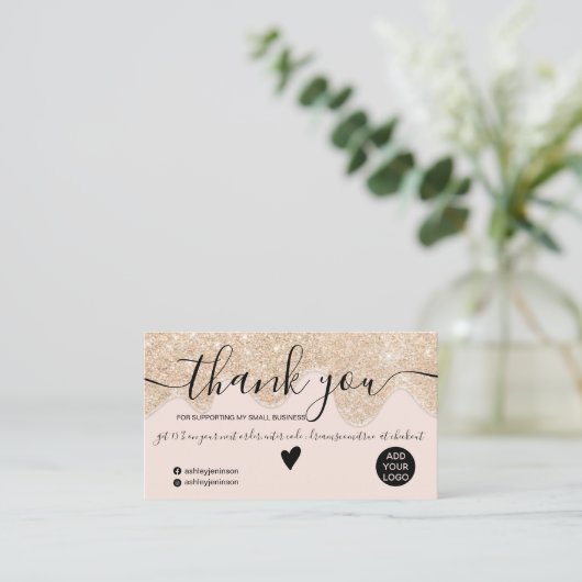 シック·金ゴールド·グリッターが赤面·オー感謝していダーを 名刺 (スタンド正面)