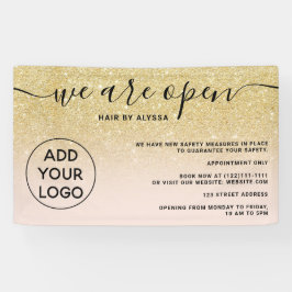 シック·金ゴールド·グリッター·ロゴ·グラデーション赤面·ピンクオープン 横断幕