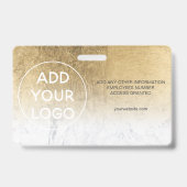 シック·金ゴールド·フォイル·マーブル·ロゴ従業員のフォト·パス バッジ (裏面)