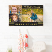 シック・金ゴールド・ブストライプラックの卒業写真 横断幕 (インサイチュ)