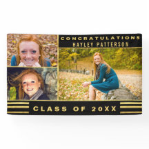 シック・金ゴールド・ブストライプラックの卒業写真