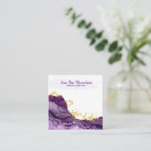 *~*シック・金ゴールド・人気があるグリッターパープル・ゲード・アゲート スクエア名刺 (スタンド正面)