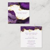 *~*シック·金ゴールド·人気があるグリッター·パープル·エーゲート·ヘア スクエア名刺 (正面/裏面)