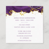 *~*シック·金ゴールド·人気があるグリッター·パープル·エーゲート·ヘア スクエア名刺 (裏面)