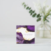 *~*シック·金ゴールド·人気があるグリッター·パープル·エーゲート·ヘア スクエア名刺 (スタンド正面)