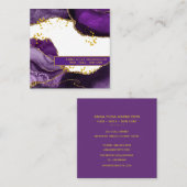 *~*シック·金ゴールド·人気があるグリッター·パープル·エーゲート·美しい スクエア名刺 (正面/裏面)