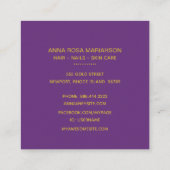 *~*シック·金ゴールド·人気があるグリッター·パープル·エーゲート·美しい スクエア名刺 (裏面)