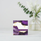 *~*シック·金ゴールド·人気があるグリッター·パープル·エーゲート·美しい スクエア名刺 (スタンド正面)