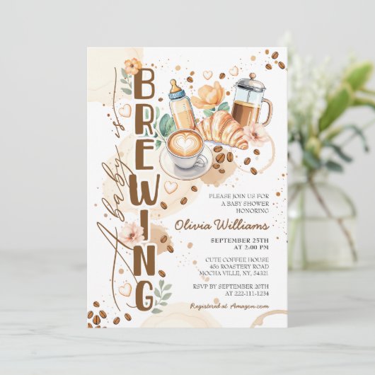 シックAベビーはコーヒーのブランチ赤ちゃんシャワーを醸造している 招待状 (スタンド正面)
