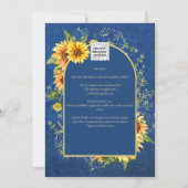 シックAll-in1素朴ひまわり青結婚黄 招待状 (裏面)