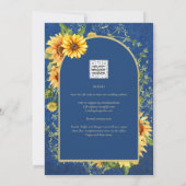 シックAll-in1素朴ひまわり青結婚黄 招待状 (裏面)