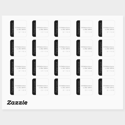 シックB/W差出人住所ラベル(サイドアクセント付) スクエアシール (シート)