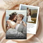 シックBohoスクリプトフォト結婚ズサンキューカード サンキューカード<br><div class="desc">ボホモダンシック書道ス結婚クリプトの写真サンキューカード。手スタイリッシュ結婚感謝していレタリングのタイポグラフィで文字「ありがとう」と正面にフル垂直の写真を特集したsのテンプレートは、写真上の白いオーバーレイで尾のフォントスクリプトをスワップしますお洒落。2枚の写真が入った両面カード。簡単にあなたの名前とメッセージ感謝していをパーソナライズする。ノートもしを手書きしたい場合は、サンプル文字を削除して宇宙を増やす。おもしし救済まは合わせ品連絡が欲しい！</div>