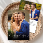 シックBohoスクリプト2写真結婚のサンキューカード サンキューカード<br><div class="desc">Boho Chic モダン Love and 感謝してい Writhal Scriptの結婚2枚のサンキューカード。結婚のスタイリッシュ感謝していテンプレートは前面に完全な垂直の写真を搭載して、レタリングタイポグラフィの手ののの白いオーバーレイでテイルスクリプトをスワップ感謝してい写真"愛との"。新郎新婦の名前の間の小さな可愛い愛のハートモチーフ。2枚の写真が入った両面カード。簡単にあなたの名前とメッセージ感謝していをパーソナライズする。ノートもしを手書きしたい場合は、サンプル文字を削除して宇宙を増やす。おもしし救済まは合わせ品連絡が欲しい！</div>