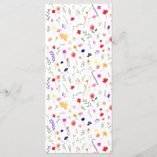 シックboho明るい野生の花庭園の結婚式 メニュー (裏面)