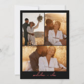 シックboho明るい野生の花3枚結婚の写真 招待状 (裏面)