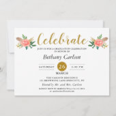 シックBoho羽フローラ2写真卒業パーティー 招待状 (裏面)