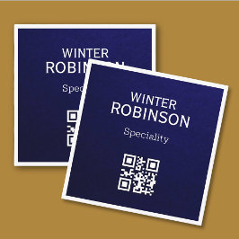 シックQRコードミニマリストミッドナイトブループロフェッショナル スクエア名刺