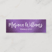 シックqrコードメイクアップアーティスト紫色のメタリックフォイル スキニー名刺 (正面)