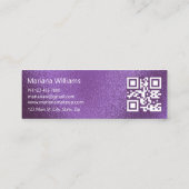 シックqrコードメイクアップアーティスト紫色のメタリックフォイル スキニー名刺 (裏面)