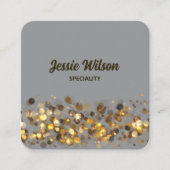 シックQRコードライトグリッターきらきら光るプロフェッショナル スクエア名刺 (正面)