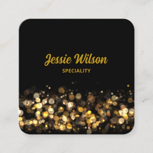 シックQRコードライトグリッターきらきら光るプロフェッショナル スクエア名刺 (正面)