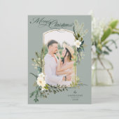 シックSageクリスマスボタニカルw/金ゴールドアーチ写真 シーズンカード (スタンド正面)