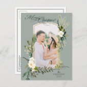 シックSageクリスマスボタニカルw/金ゴールドアーチ写真 ポストカード (正面/裏面)