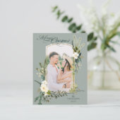 シックSageクリスマスボタニカルw/金ゴールドアーチ写真 ポストカード (スタンド正面)