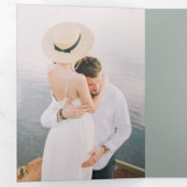 シックSageクリスマスボタニカルw/金ゴールドアーチ写真 三つ折りカード (内部最初)