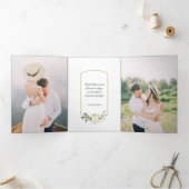 シックSageクリスマスボタニカルw/金ゴールドアーチ写真 三つ折りカード (内部)