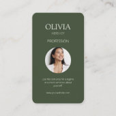 シックSageグリーン&アイボリーフォトソーシャルQRコード 名刺 (正面)