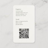 シックSageグリーン&アイボリーフォトソーシャルQRコード 名刺 (裏面)