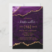 シックSweet sixteenパープル金ゴールドアガテパーティー 招待状 (裏面)