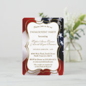 シックUSA国旗の金ゴールド婚約パーティ招待状 招待状 (スタンド正面)