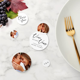 シックVino Before Vows白黒写真イニシャル コンフェッティ