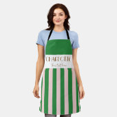シッスタイリッシュクカラフルストライプテンプレート鮮やかな緑 エプロン (着用した状態)