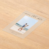 シッスタイリッシュクモダンな写真の日付を保存3 アクリル招待状 (レイダウン)