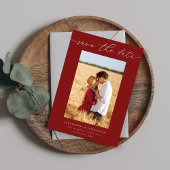 シッスタイリッシュクモダンな写真の日付を保存3 – 赤 招待状