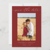 シッスタイリッシュクモダンな写真の日付を保存3 – 赤 招待状 (正面)