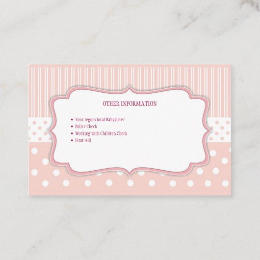 シッター用名刺ベビー 名刺 (裏面)