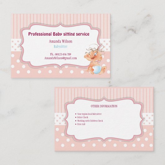 シッター用名刺ベビー 名刺 (正面/裏面)