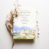 シッチスペイン水彩目的地の結婚式 招待状