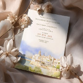 シッチスペイン水彩目的地の結婚式 招待状