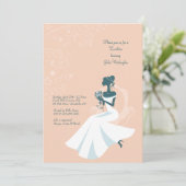 シッティングブライドアフリカンアメリカンシャワー招待状 招待状 (スタンド正面)