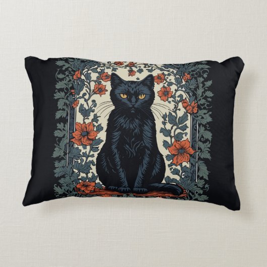 シッティングブラックキャットヴィンテージフローラ アクセントクッション (裏面)